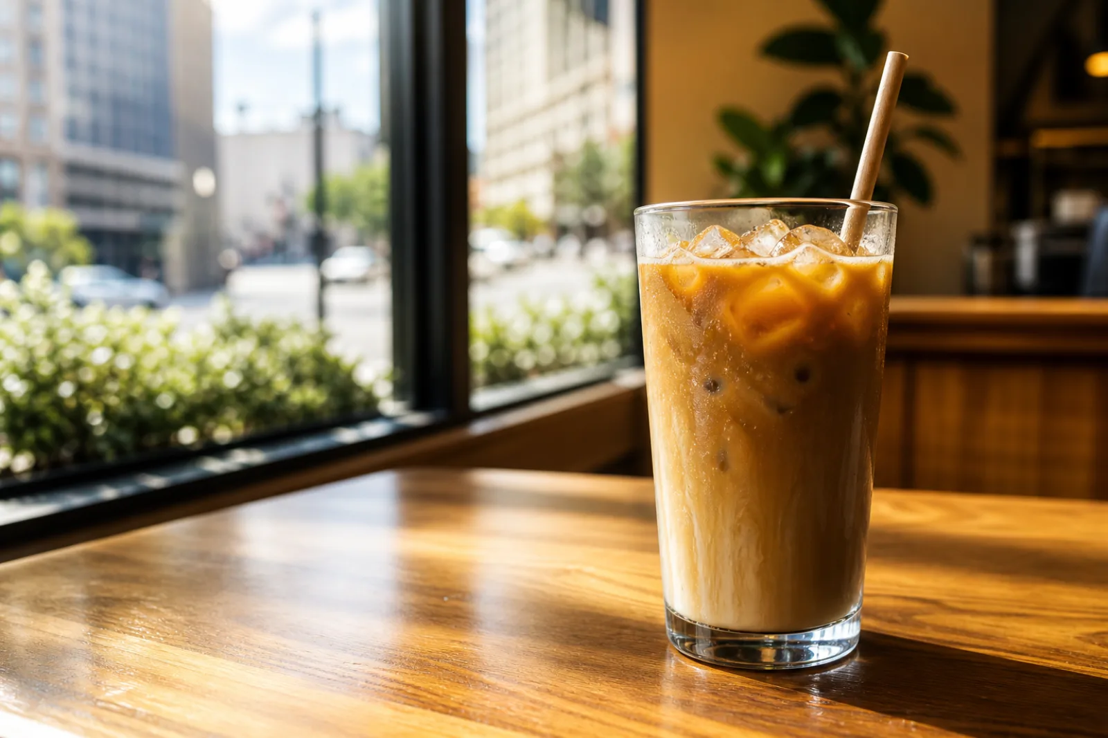 A tall iced coffee over ice, brewed fresh at Milo