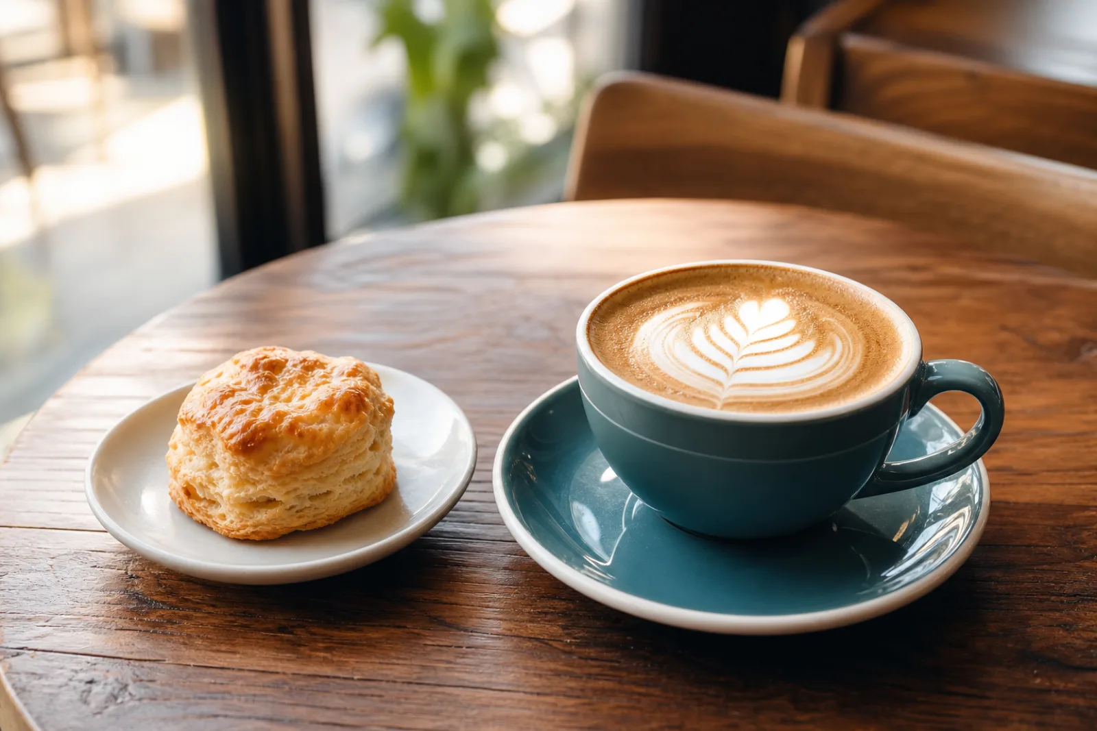 A warm cappuccino with latte art, freshly made at Milo Coffee House